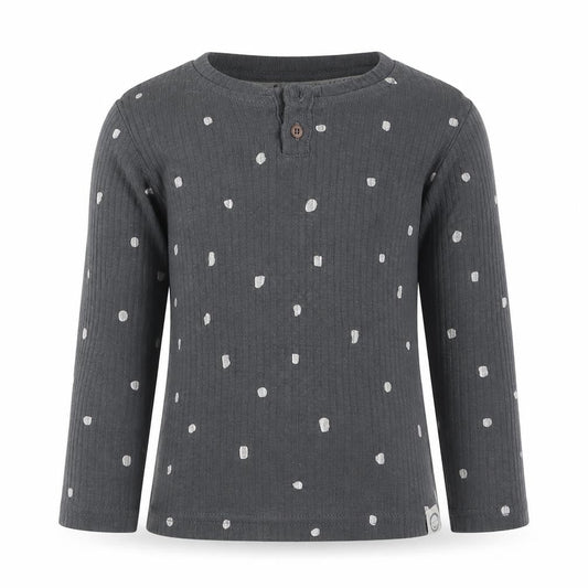 George Girls Grey Polka Dot Cotton Basic T-Shirt Size 4-5 Years Henley Pullover