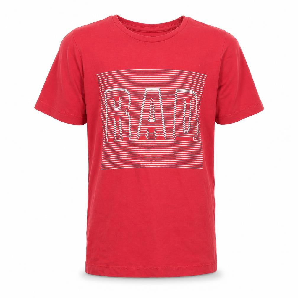 Preworn Boys Red  Cotton Basic T-Shirt Size 9-10 Years Crew Neck Pullover - Rad