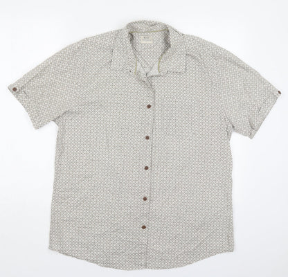 Matalan Mens Beige Geometric Cotton  Button-Up Size L Collared Button