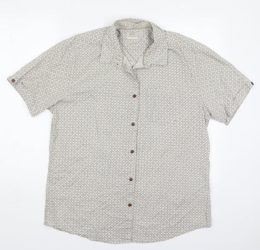 Matalan Mens Beige Geometric Cotton  Button-Up Size L Collared Button