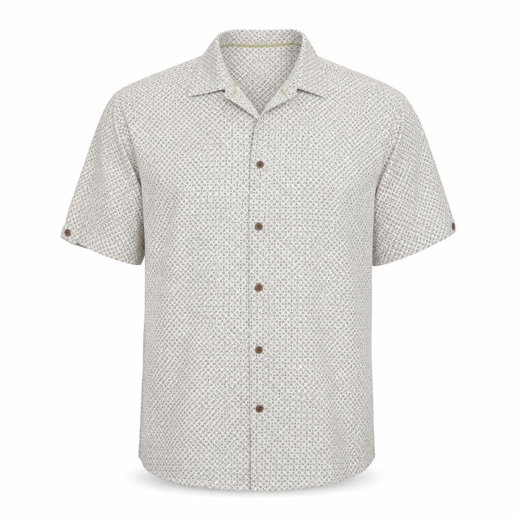 Matalan Mens Beige Geometric Cotton  Button-Up Size L Collared Button