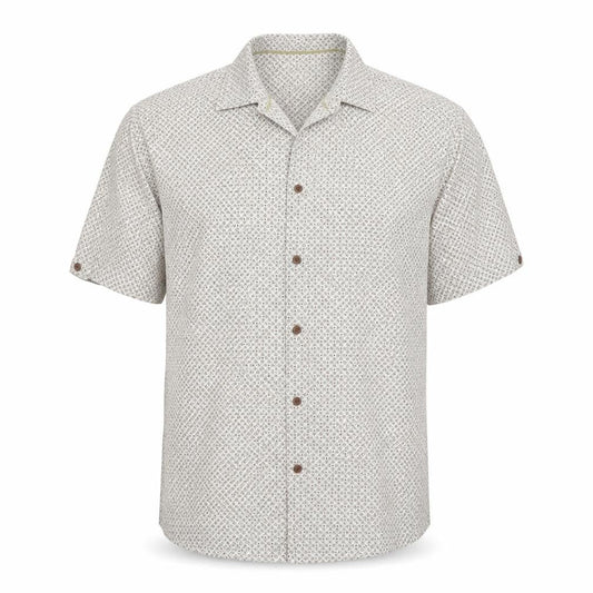 Matalan Mens Beige Geometric Cotton  Button-Up Size L Collared Button