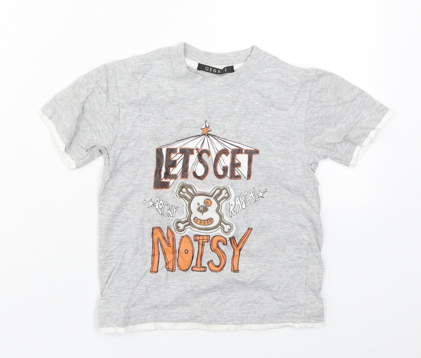 George Boys Grey  Cotton Basic T-Shirt Size 3-4 Years Crew Neck Pullover - Let's Get Noisy