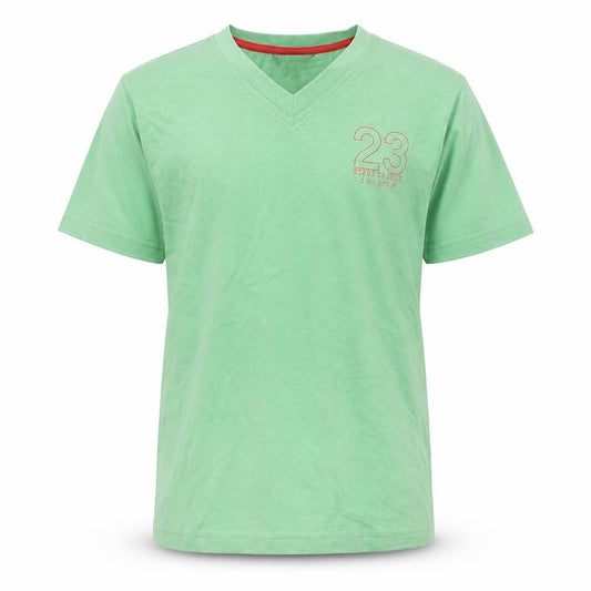 George Boys Green  Cotton Basic T-Shirt Size 6-7 Years V-Neck Pullover - 23