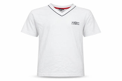 Umbro Boys White  Polyester Basic T-Shirt Size 5-6 Years V-Neck Pullover
