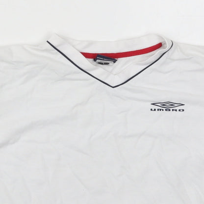 Umbro Boys White  Polyester Basic T-Shirt Size 5-6 Years V-Neck Pullover