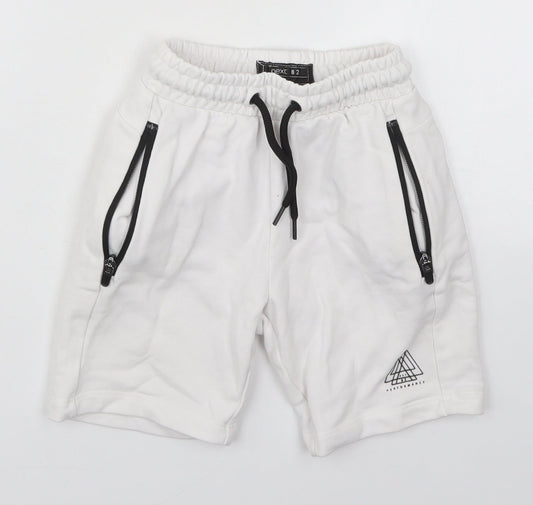 NEXT Boys White  Cotton Sweat Shorts Size 6 Years  Regular Drawstring