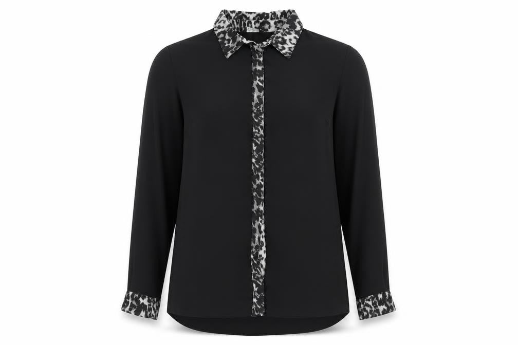 Select Womens Black  Polyester Basic Blouse Size 10 Collared