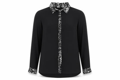 Select Womens Black  Polyester Basic Blouse Size 10 Collared