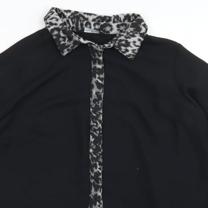 Select Womens Black  Polyester Basic Blouse Size 10 Collared