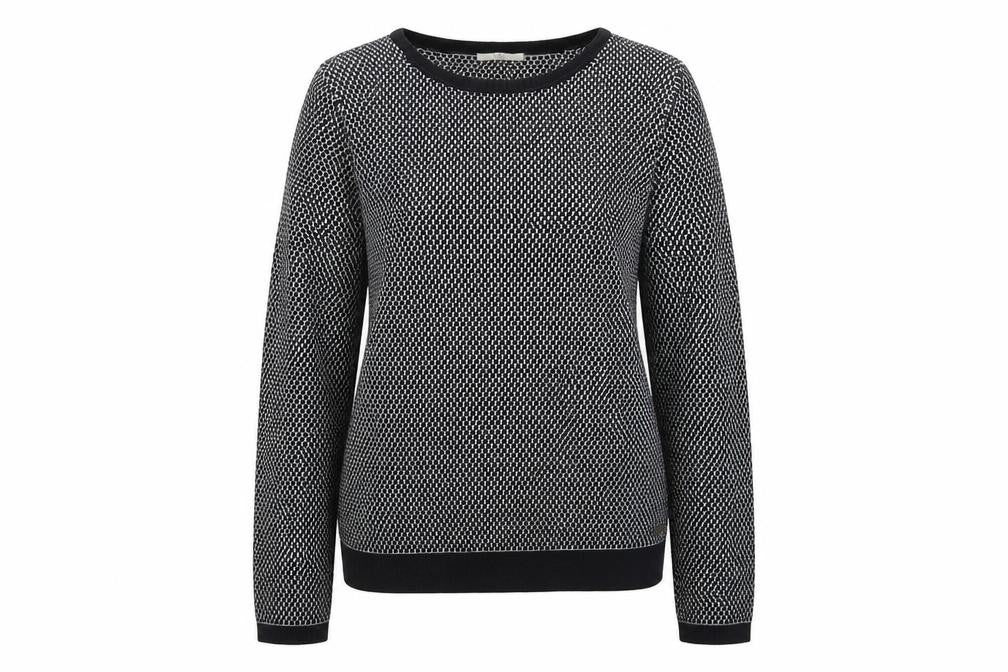 EDC Womens Black Crew Neck Geometric Cotton Pullover Jumper Size XL