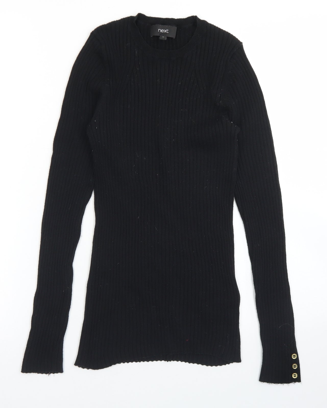 NEXT Womens Black Crew Neck  Cotton Pullover Jumper Size 10