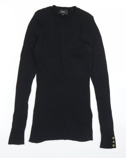 Next Womens Black Crew Neck  Cotton Pullover Jumper Size 10