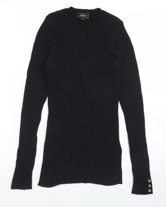 NEXT Womens Black Crew Neck  Cotton Pullover Jumper Size 10