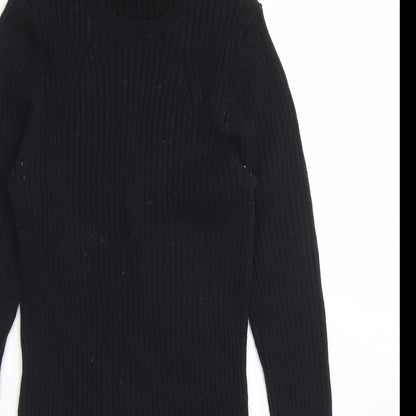 Next Womens Black Crew Neck  Cotton Pullover Jumper Size 10