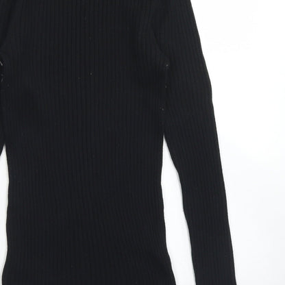 Next Womens Black Crew Neck  Cotton Pullover Jumper Size 10