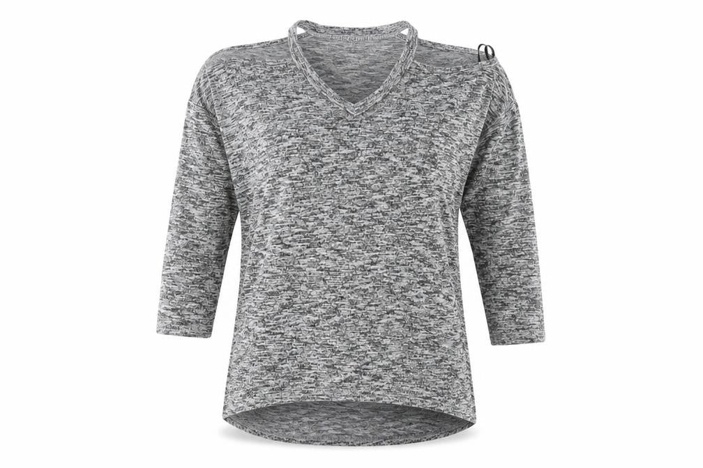 New Look Womens Grey  Polyester Basic T-Shirt Size S V-Neck - cut out shoulders