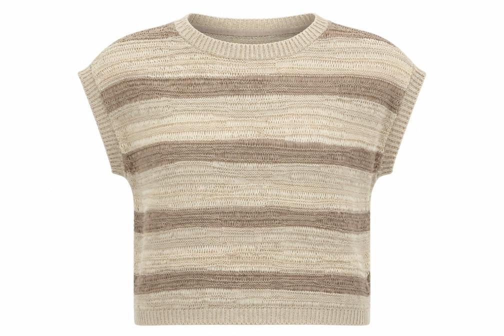 Atmosphere Womens Brown Boat Neck Striped Acrylic Pullover Jumper Size 14