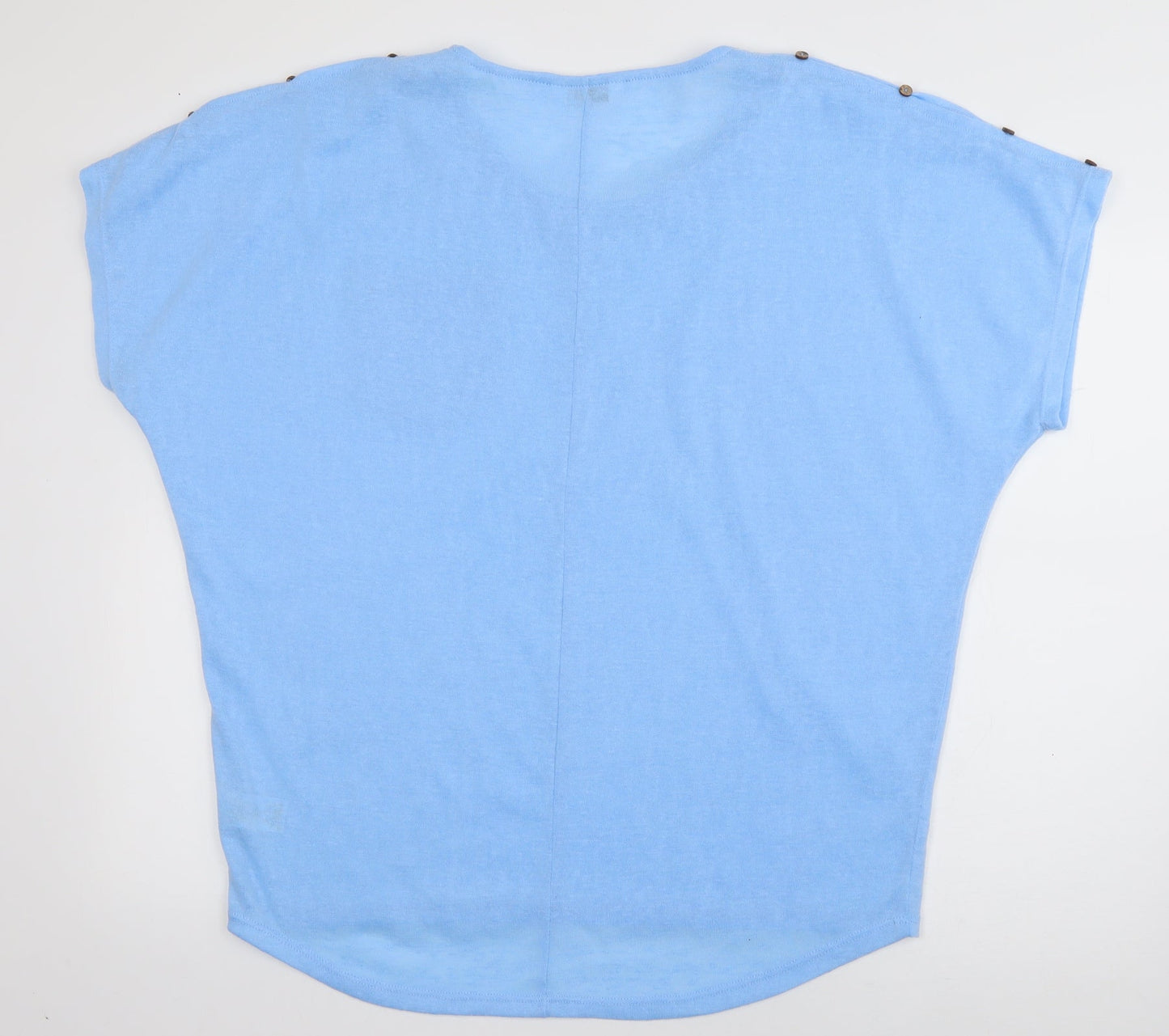 PEP & CO Womens Blue  Polyester Basic T-Shirt Size M Boat Neck