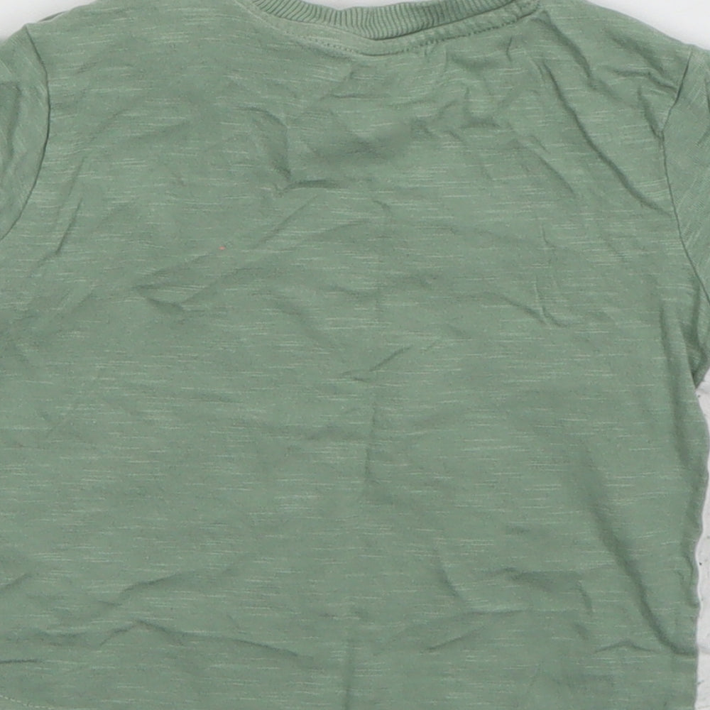 Nutmeg Boys Green  Cotton Basic T-Shirt Size 12-18 Months Round Neck Pullover - Animals