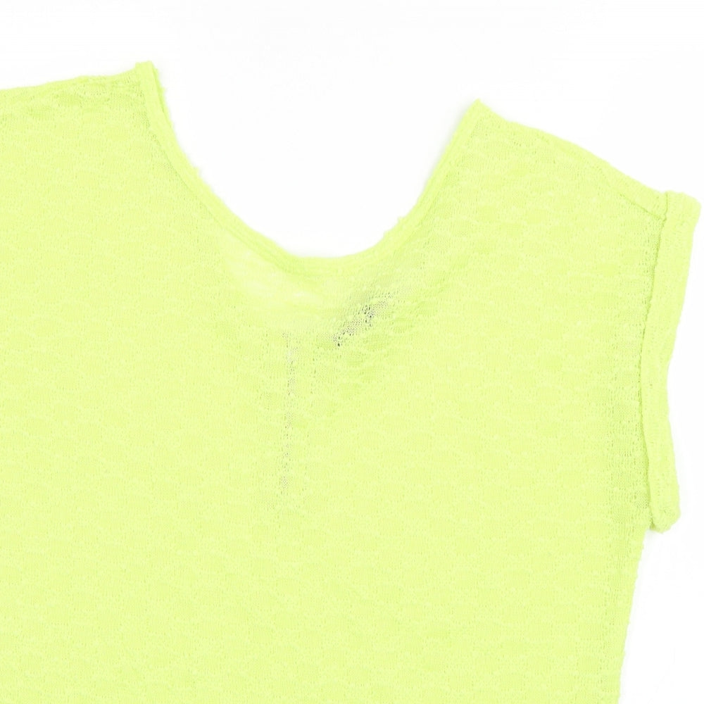 New Look Womens Green  Polyester Basic T-Shirt Size 14 Scoop Neck