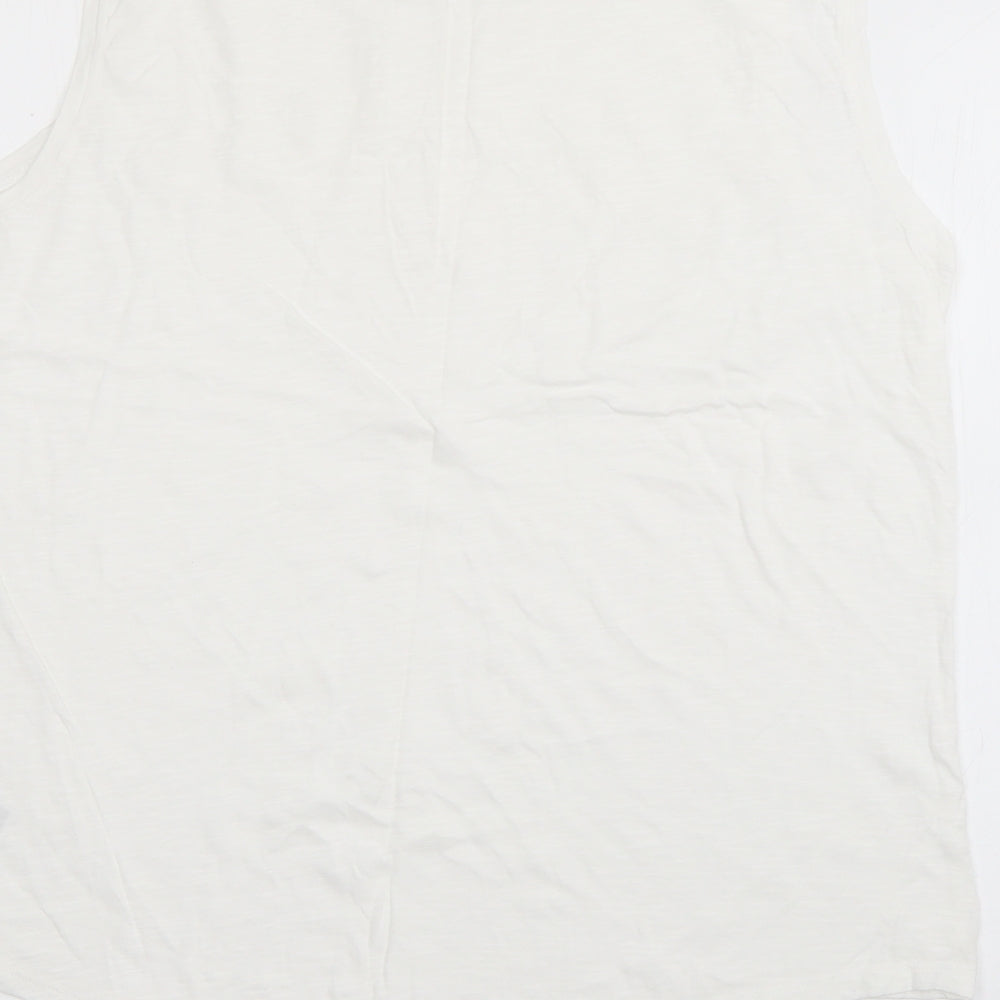 Gap Womens White  Cotton Basic T-Shirt Size L Scoop Neck