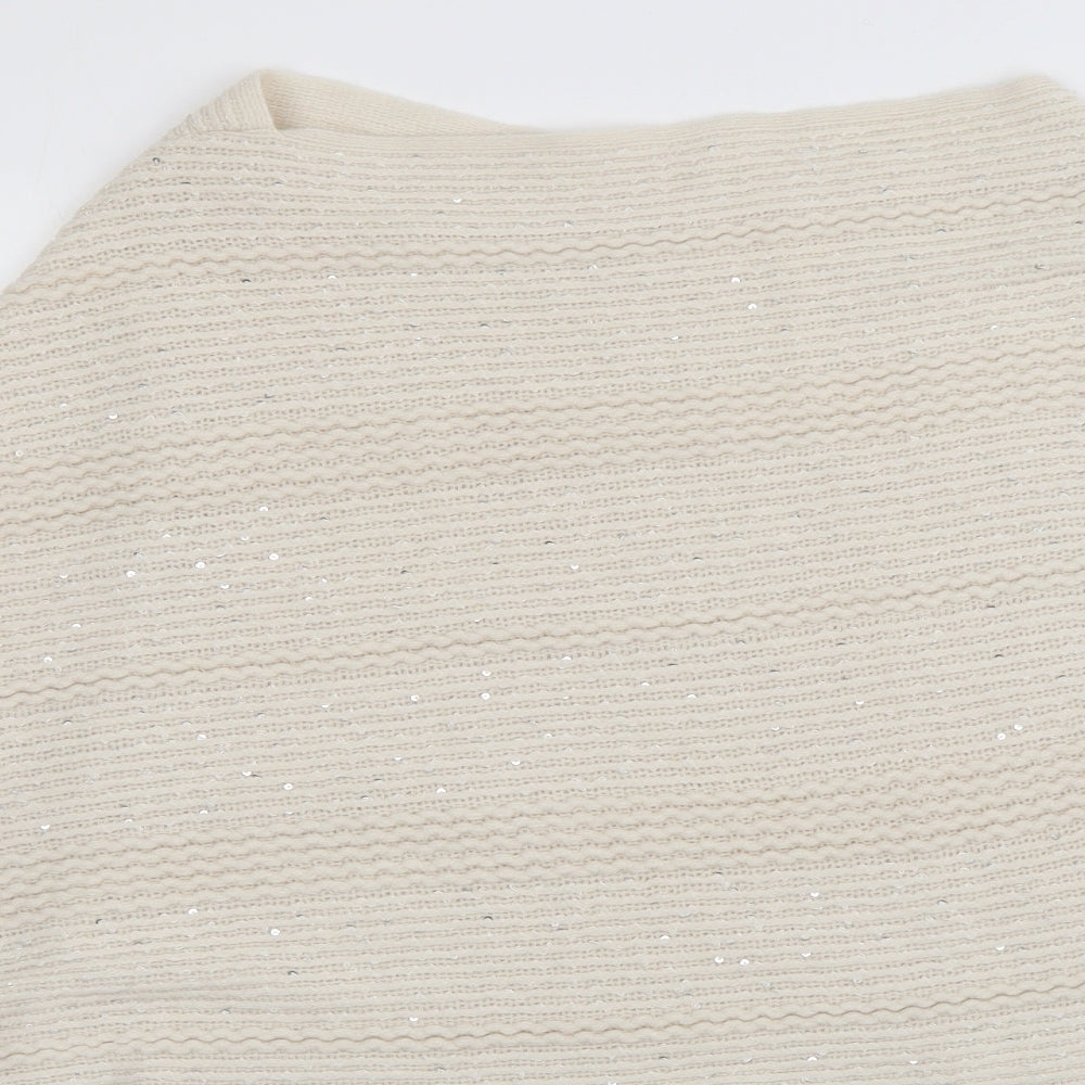 Matalan Womens Ivory Boat Neck  Acrylic Pullover Jumper One Size