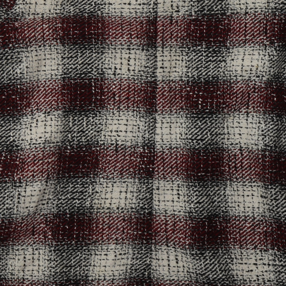ASOS Womens Red V-Neck Check Acrylic Cardigan Jumper Size 8