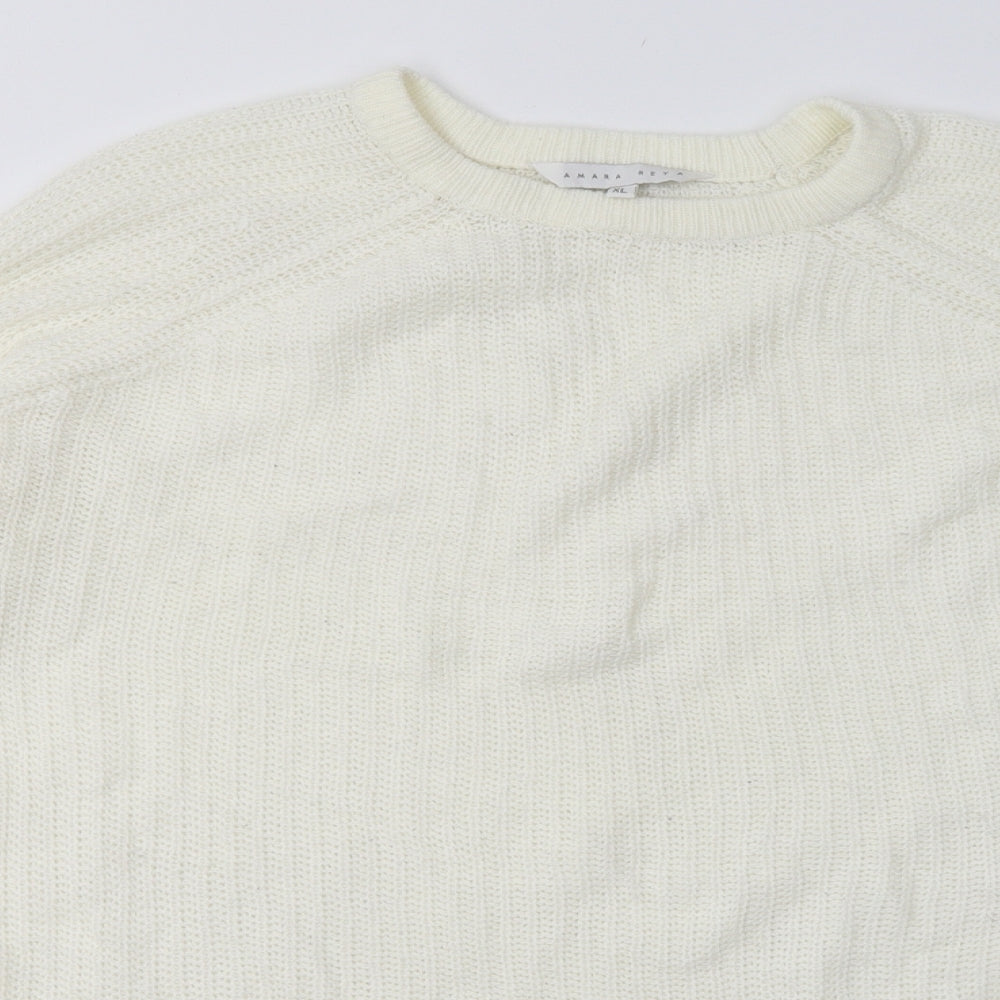 amara reya Womens White  Acrylic Pullover Sweatshirt Size XL  Pullover