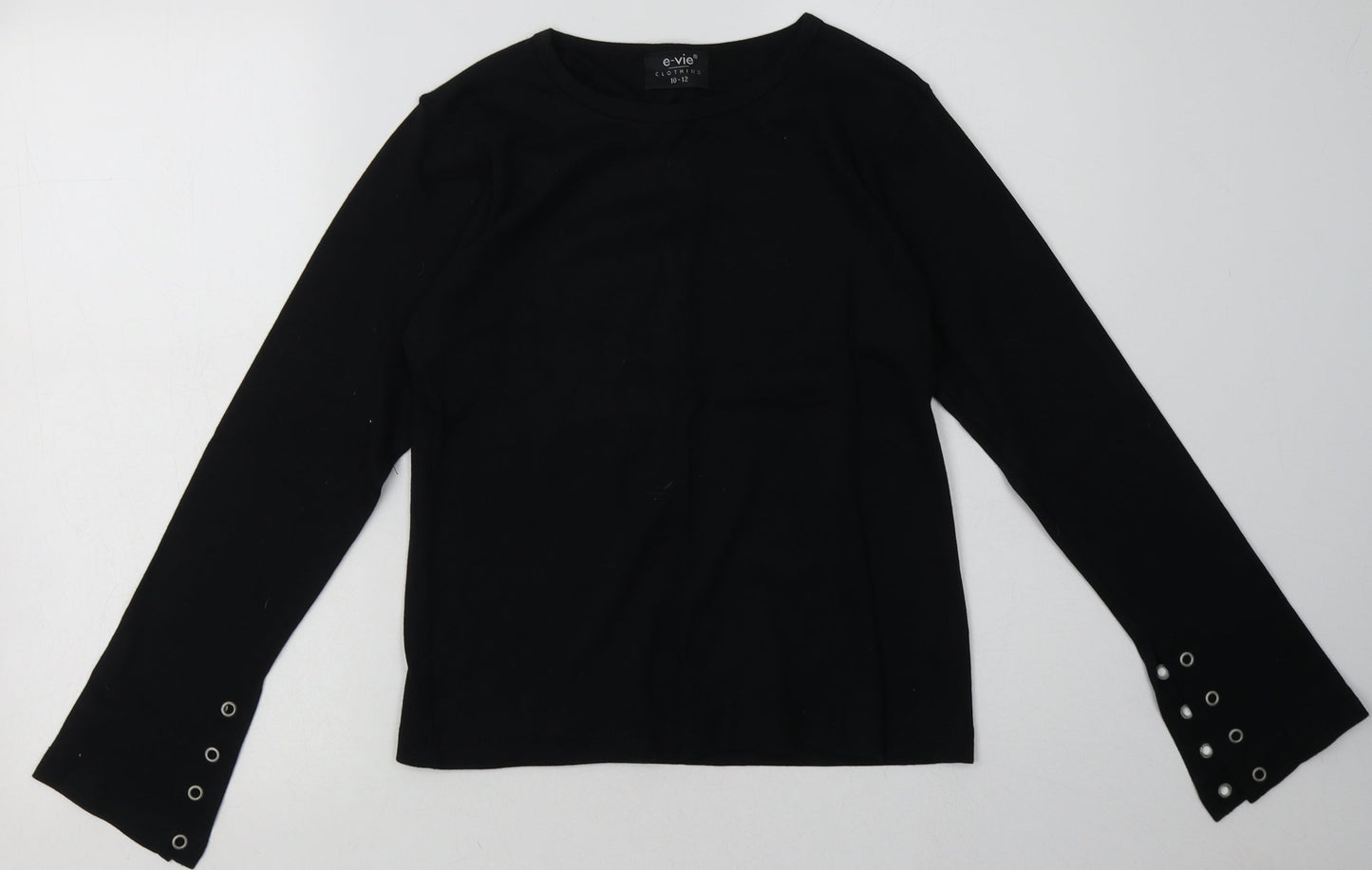 evie Womens Black  Cotton Pullover Sweatshirt Size 10  Pullover