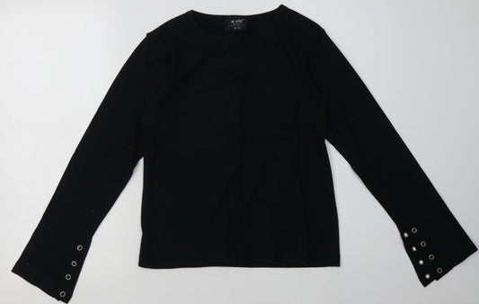 evie Womens Black  Cotton Pullover Sweatshirt Size 10  Pullover