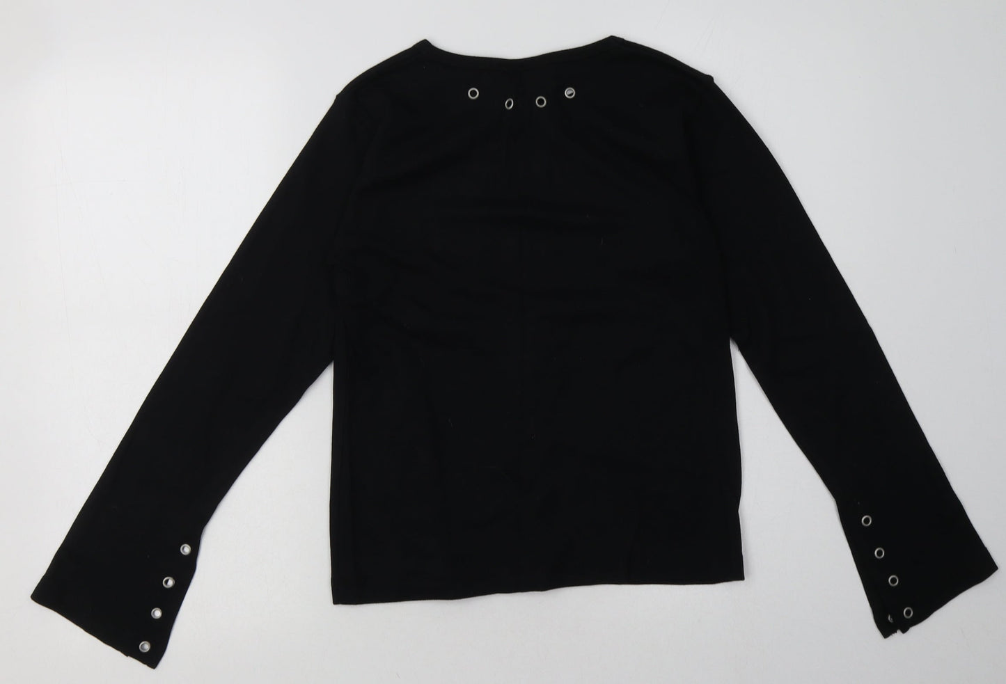 evie Womens Black  Cotton Pullover Sweatshirt Size 10  Pullover