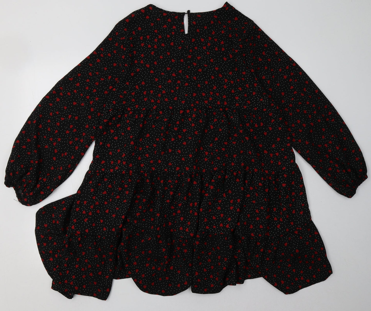 Cameo Rose Womens Pink Geometric Polyester A-Line  Size S  Crew Neck Button - Heart Print