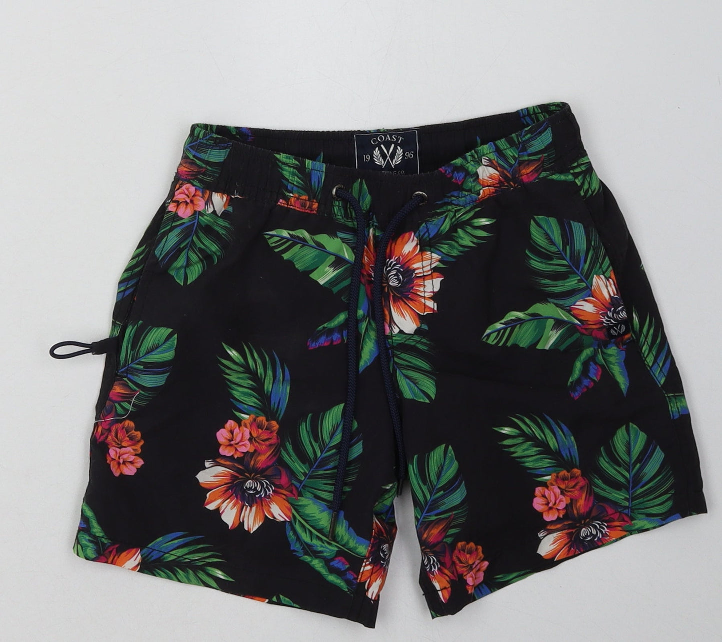 Coast Boys Black Floral Polyester Sweat Shorts Size 6-7 Years  Regular Tie