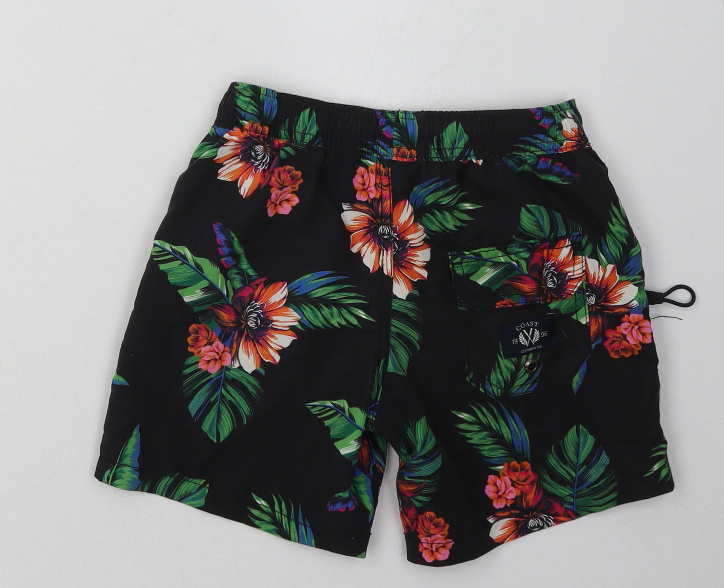 Coast Boys Black Floral Polyester Sweat Shorts Size 6-7 Years  Regular Tie