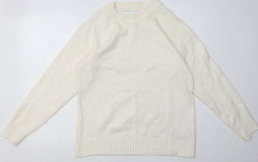 Primark Womens White  Acrylic Pullover Sweatshirt Size L  Pullover