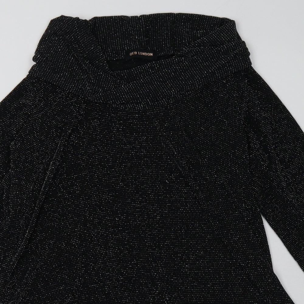 QED London Womens Black  Polyester A-Line  Size S  Roll Neck Pullover