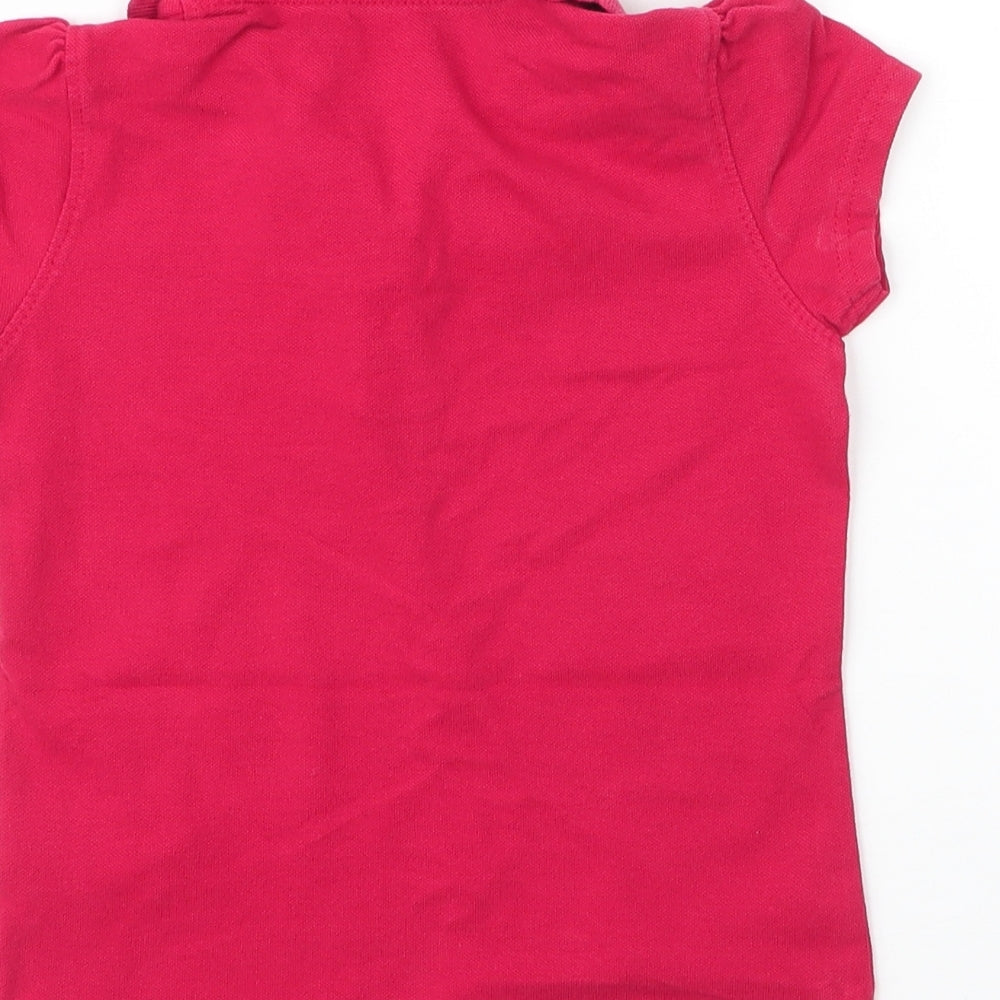 George Girls Red  Cotton Basic Polo Size 5 Years Collared Button