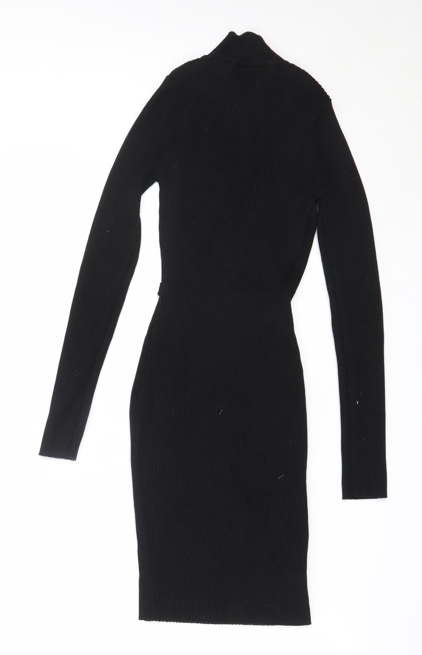 LU NYC Womens Black  Viscose Bodycon  Size S  V-Neck