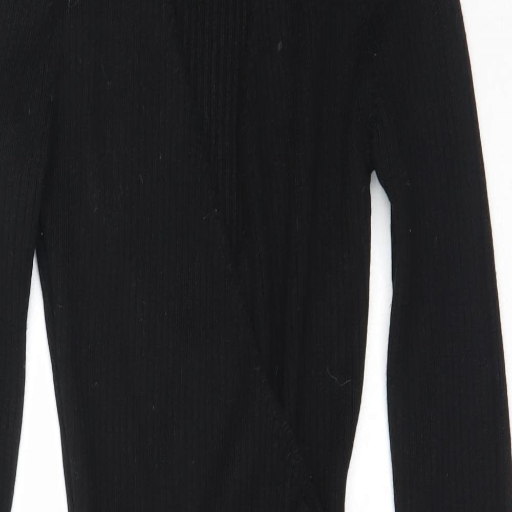 LU NYC Womens Black  Viscose Bodycon  Size S  V-Neck