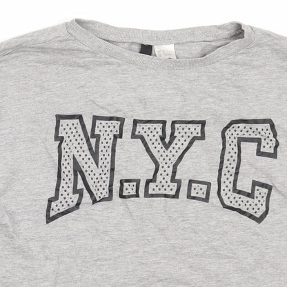 H&M Womens Grey  Cotton Pullover Sweatshirt Size S