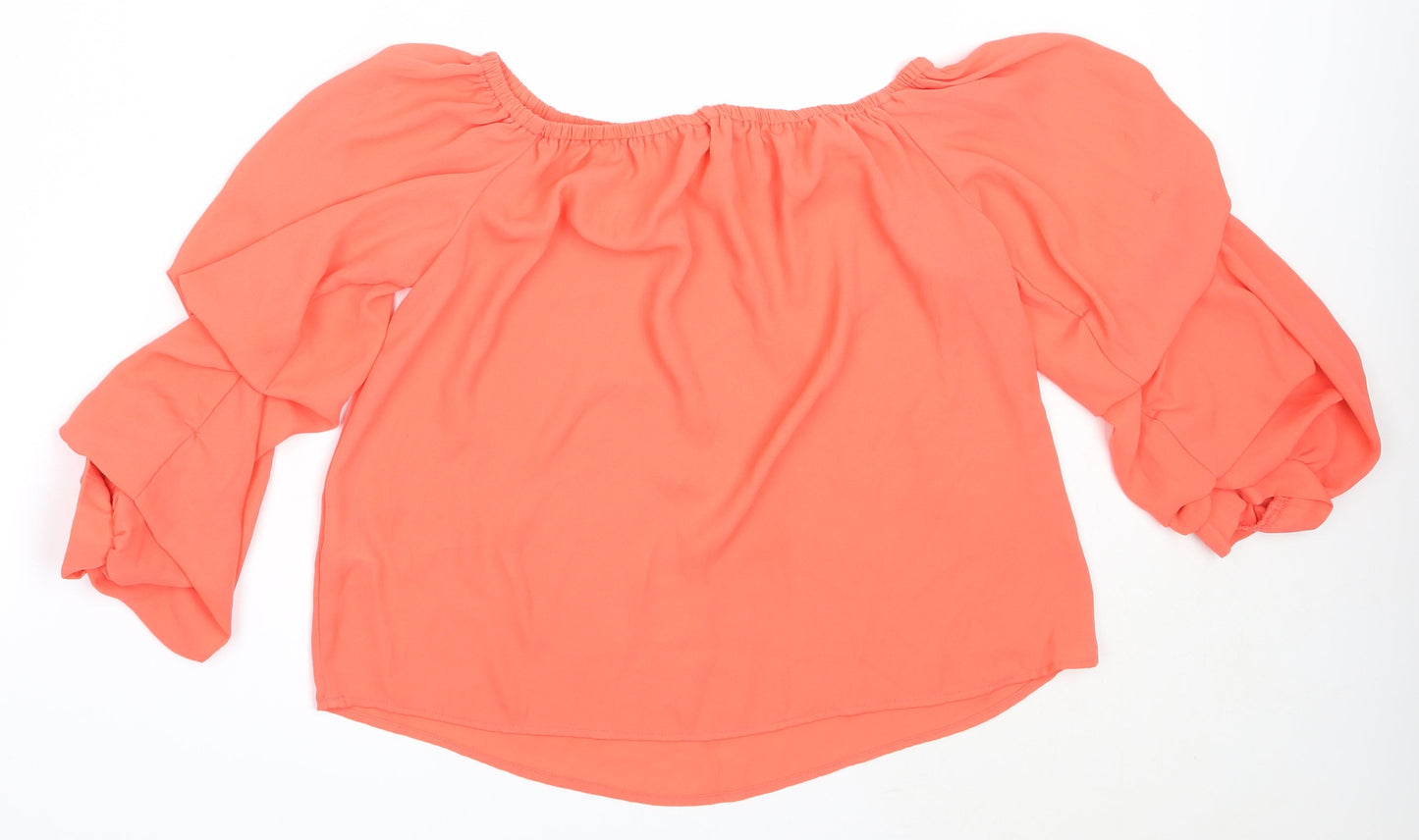 Peacocks Womens Orange  Polyester Basic Blouse Size 8 Off the Shoulder