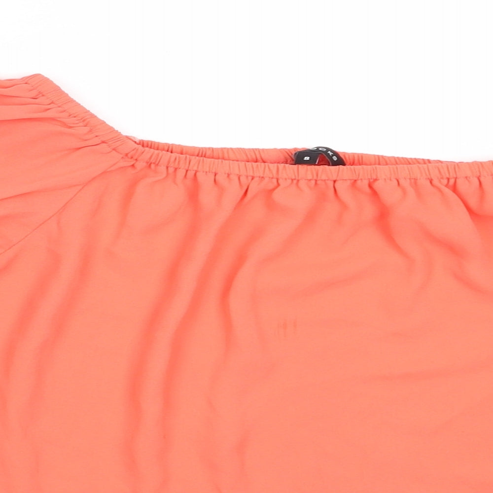 Peacocks Womens Orange  Polyester Basic Blouse Size 8 Off the Shoulder