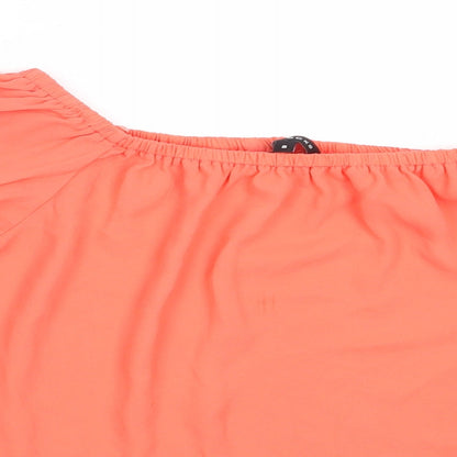 Peacocks Womens Orange  Polyester Basic Blouse Size 8 Off the Shoulder
