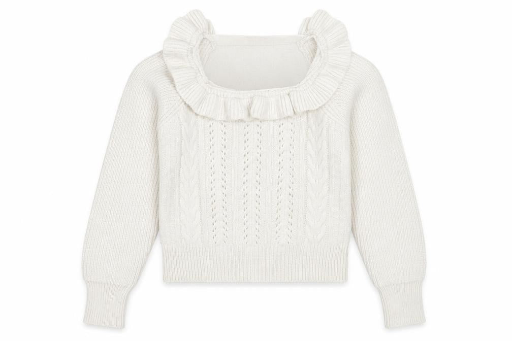 Miss Selfridge Womens Beige Square Neck  Acrylic Pullover Jumper Size 6