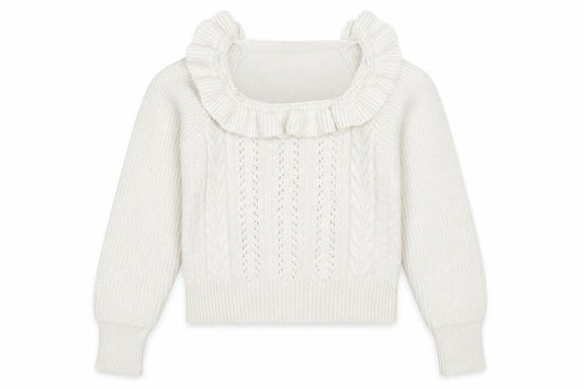 Miss Selfridge Womens Beige Square Neck  Acrylic Pullover Jumper Size 6