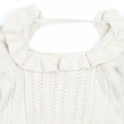 Miss Selfridge Womens Beige Square Neck  Acrylic Pullover Jumper Size 6