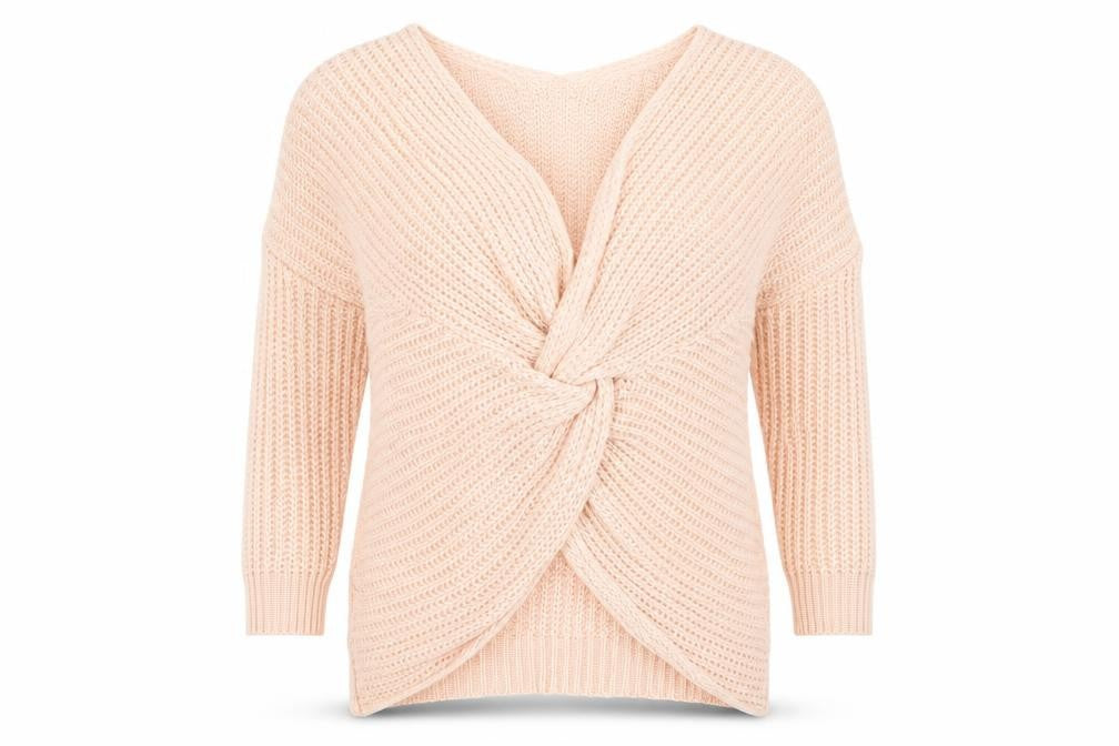 Parsian Womens Pink V-Neck  Acrylic Pullover Jumper Size 8