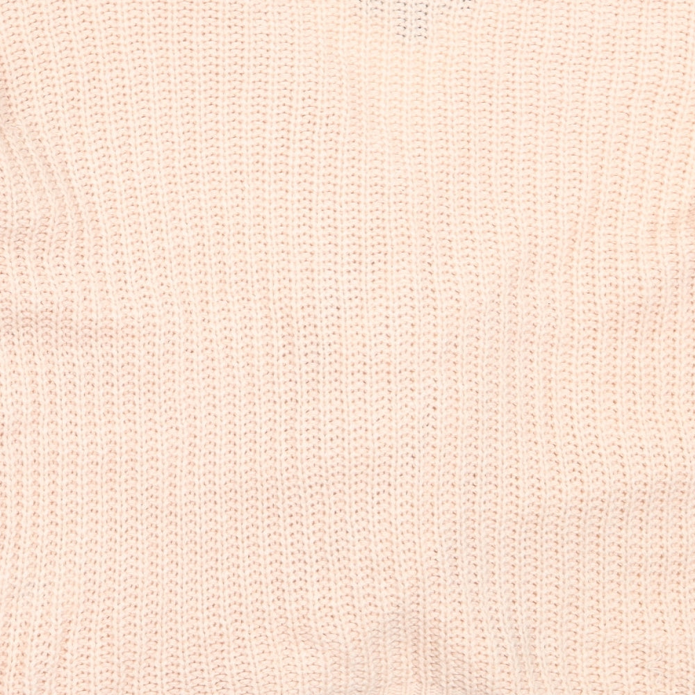 Parsian Womens Pink V-Neck  Acrylic Pullover Jumper Size 8