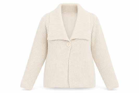 EWM Womens Beige V-Neck  Acrylic Cardigan Jumper Size S